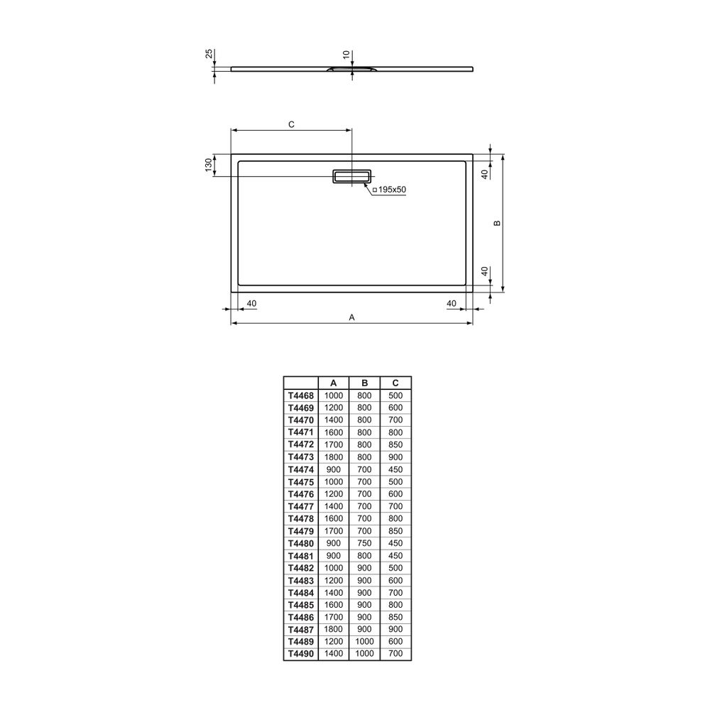 Ideal Standard Rechteck-Brausewanne Ultra Flat New, 1000x800x25mm, Weiß... IST-T446801 8014140481829 (Abb. 3)