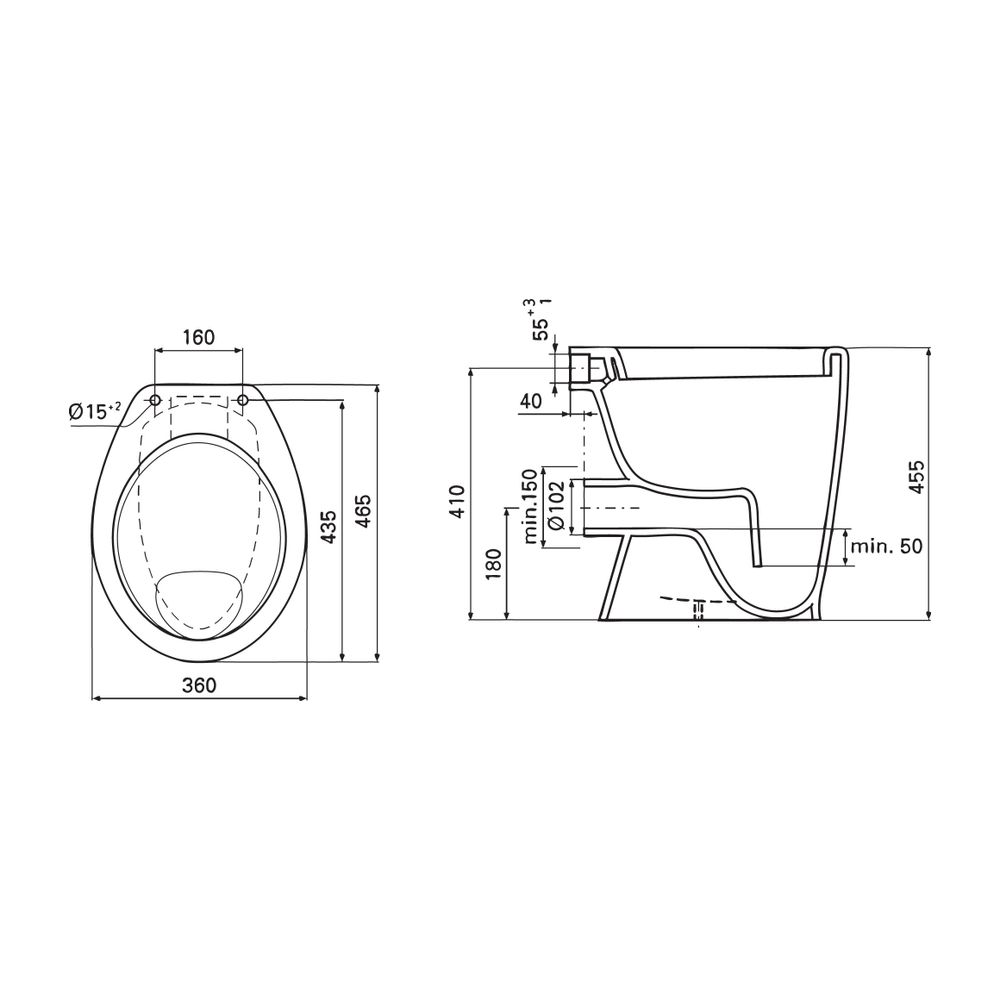 Ideal Standard Standflachspül-WC Eurovit, erhöht, Abgang außen waagr., 355x480x470mm, Weiß... IST-V311601 8595095901643 (Abb. 2)