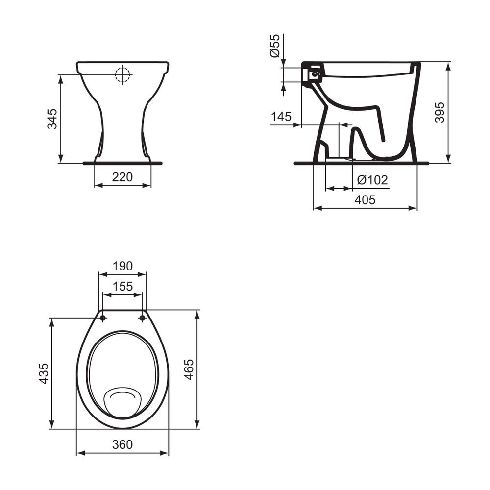 Ideal Standard Standflachspül-WC Eurovit, Abgang innen senkrecht, 360x465x395mm, Weiß... IST-V313101 8595095920514 (Abb. 2)