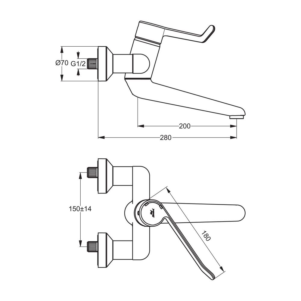 Ideal Standard WWT-Sicherheitsarmit Ceraplus, absperr. S-Anschl., Hebel 180mm, Ausld.280mm... IST-B8224AA 3800861002895 (Abb. 4)