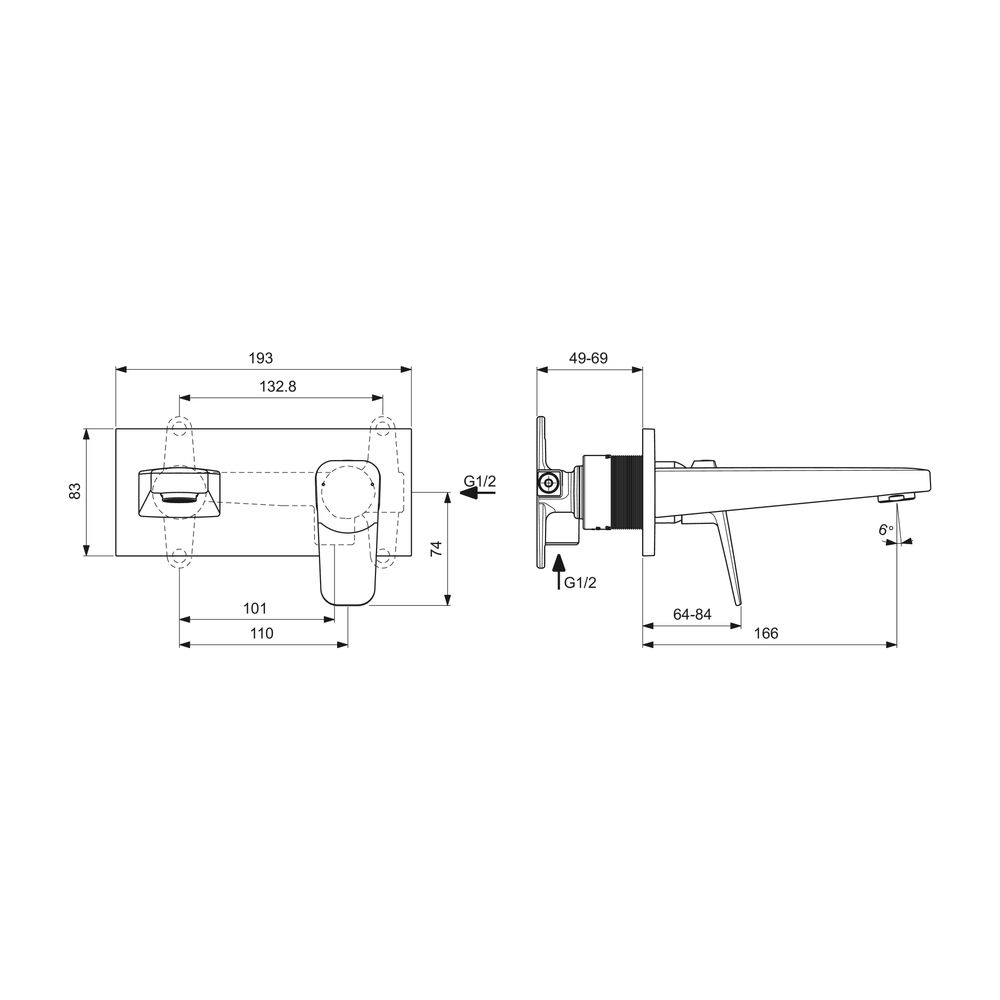 Ideal Standard Wand-Waschtischarmatur Unterputz Ceraplan Ausld.166mm Chrom... IST-BD244AA 3800861103851 (Abb. 6)