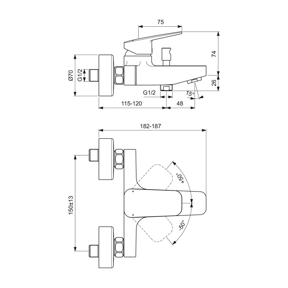 Ideal Standard Badearmatur Aufputz Ceraplan 220x182-187x109mm Chrom... IST-BD256AA 3800861103974 (Abb. 11)