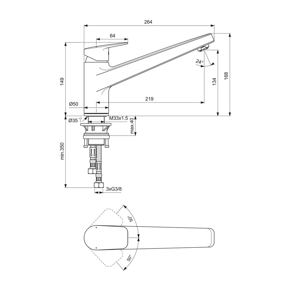 Ideal Standard Küchenarmatur Ceraplan Ausld.219mm Niederdruck Chrom... IST-BD322AA 3800861104834 (Abb. 5)