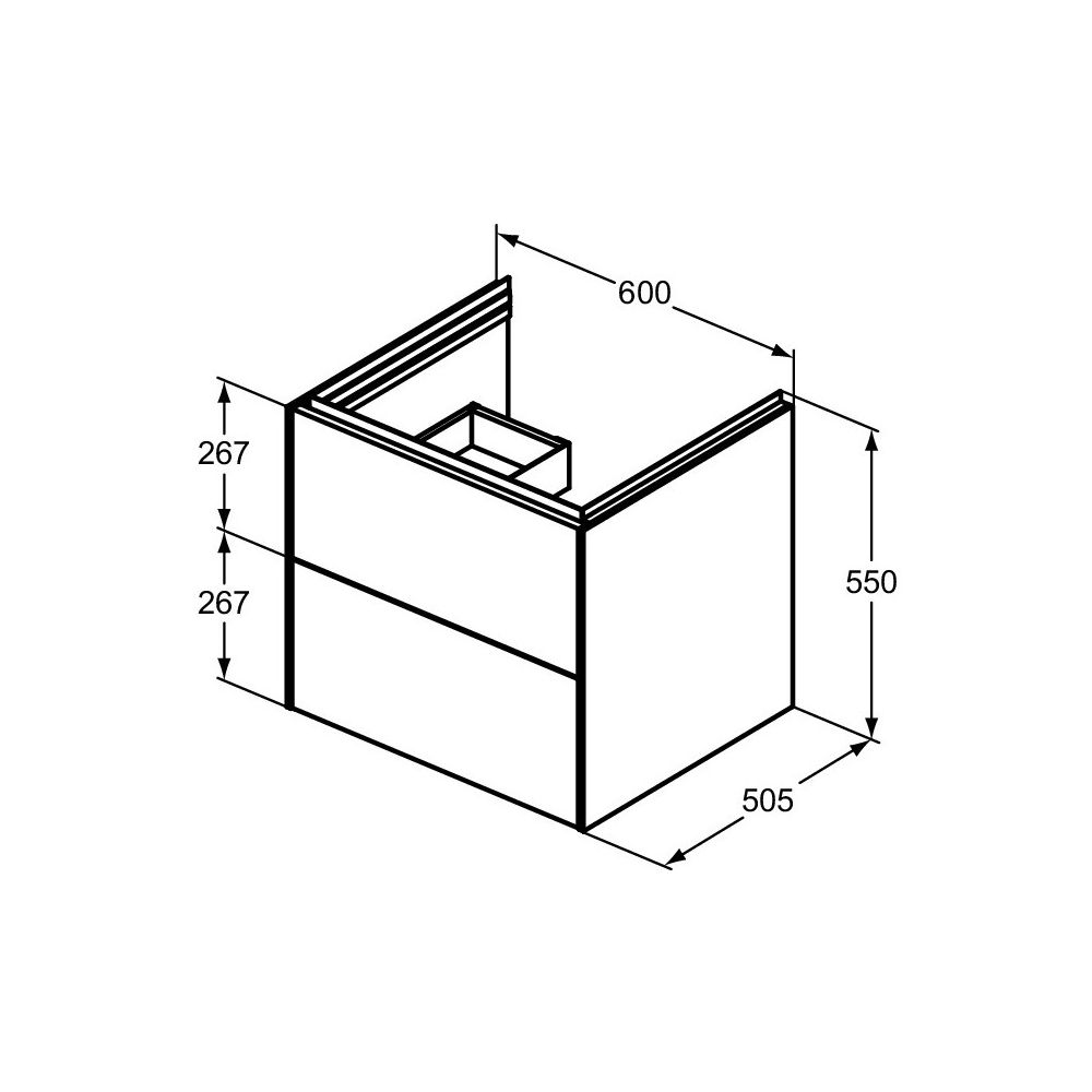 Ideal Standard Waschtisch-Unterschrank Conca 2 Auszüge 600x500x550mm Walnuss Dunkel... IST-T4573Y5 8014140482956 (Abb. 6)