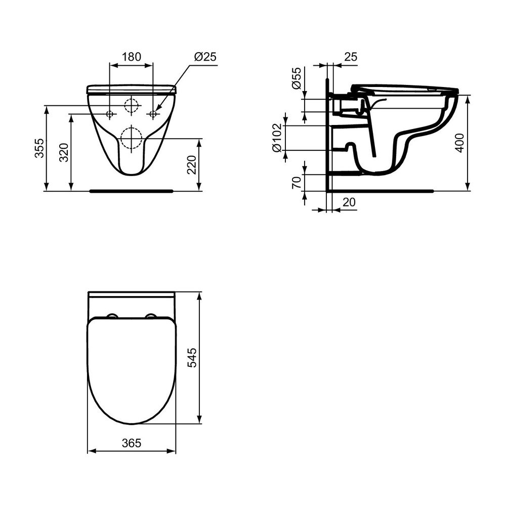 Ideal Standard WC-Paket i.life A Randlos mit Uni.WC-Sitz Softclose Weiß... IST-T467001 8014140486039 (Abb. 14)