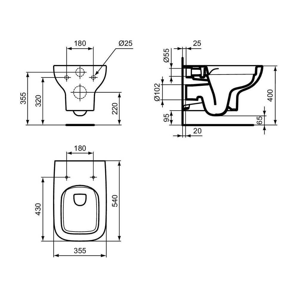 Ideal Standard Wand-WC i.life A Randlos 355x540x335mm Weiß... IST-T452301 8014140485452 (Abb. 15)