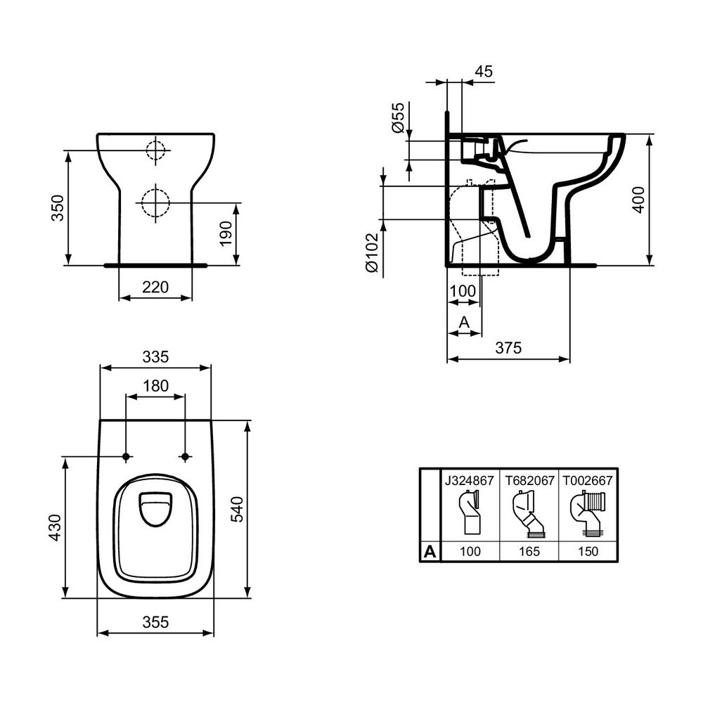 Ideal Standard Standtiefspül-WC i.life A 355x540x400mm Weiß... IST-T452501 8014140485926 (Abb. 16)