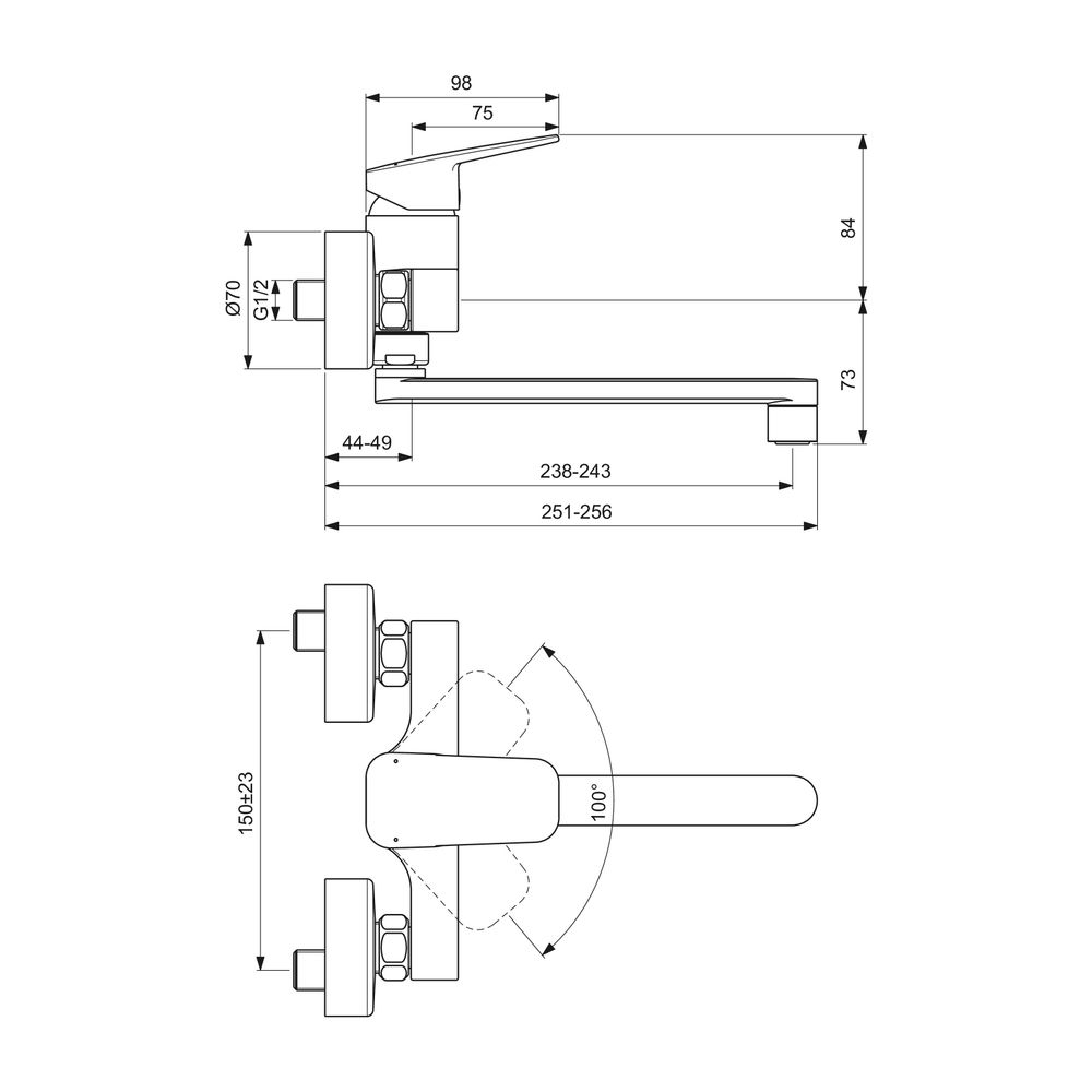 Ideal Standard Wand-Küchenarmatur Ceraplan Ausld.238mm Chrom... IST-BD340AA 3800861105015 (Abb. 6)