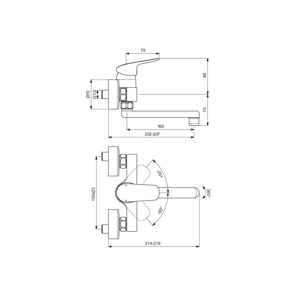 Ideal Standard Wand-Waschtisch-Armatur Ceraflex, Ausld. 160mm, Chrom... IST-B1717AA 3800861055921 (Abb. 7)
