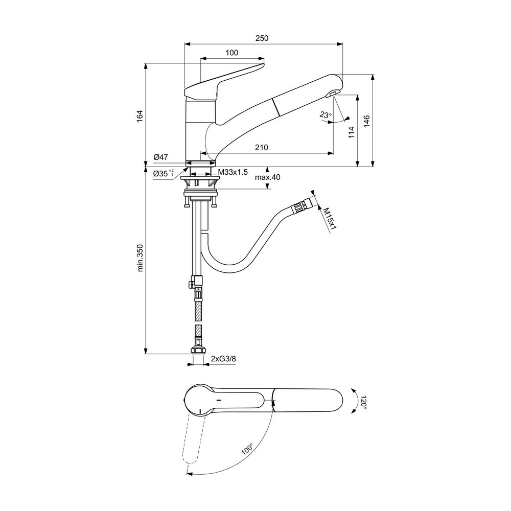 Ideal Standard Küchenarmatur Ceraflex, mit herausz.HB, Ausld.210mm, Chrom... IST-BC143AA 3800861062219 (Abb. 6)