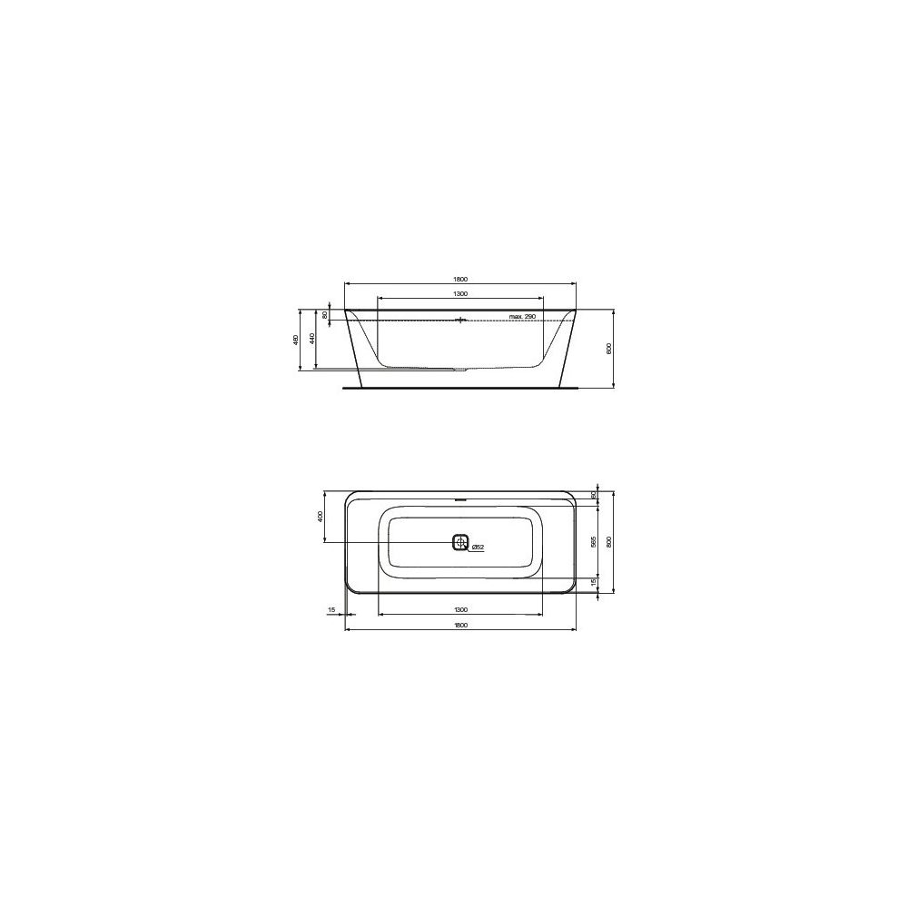 Ideal Standard Duo-Badewanne Tonic II, freistehend, mit Ablauf, 1800x800x600mm, Seidenweiß... IST-K8725V1 4015413082013 (Abb. 4)