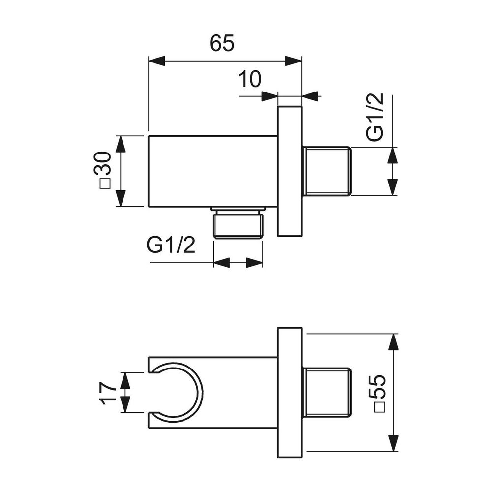 Ideal Standard Wandhalter Idealrain, eckige Rosette, für Handbrause und Brauseschlauch G1/... IST-BC771A2 3800861085553 (Abb. 5)