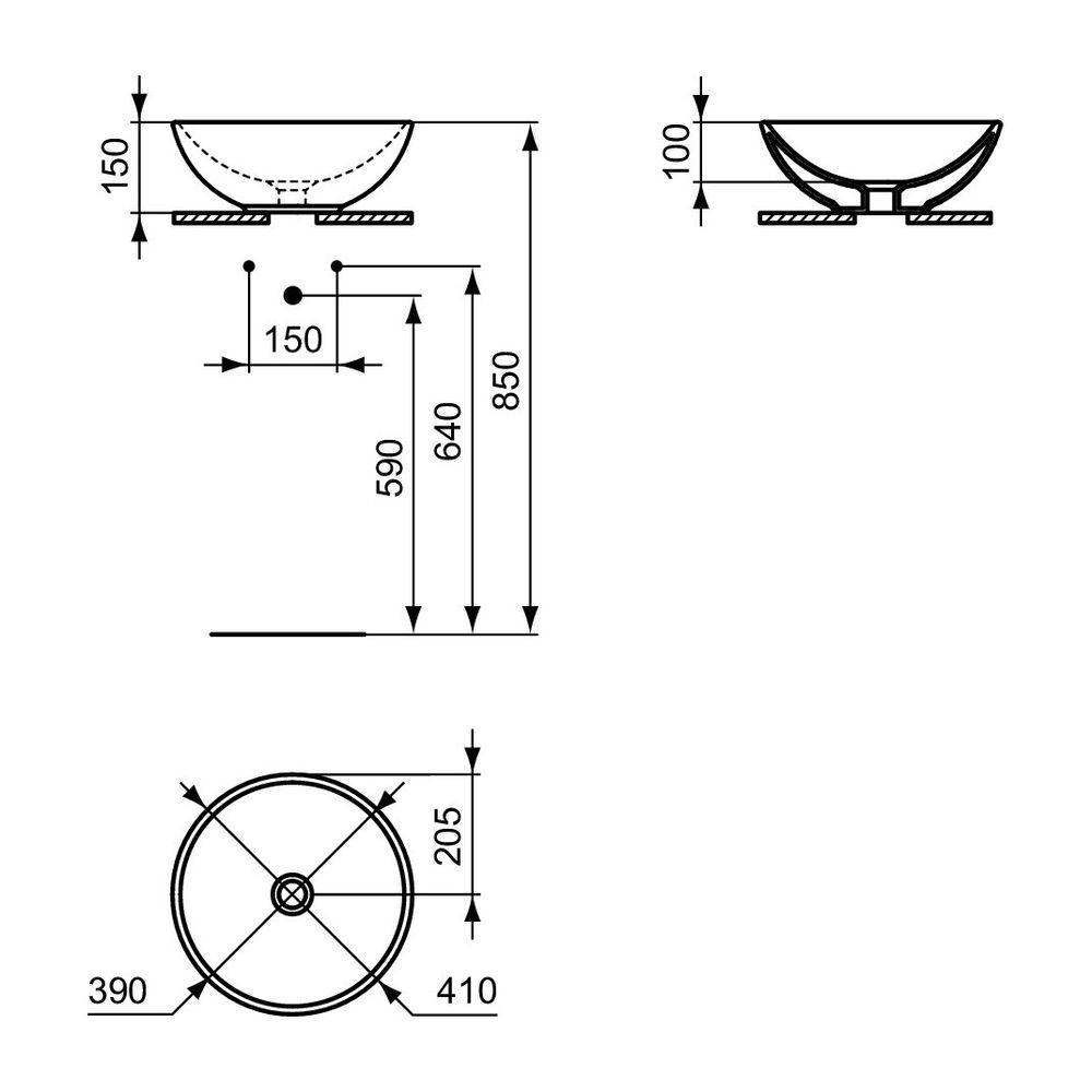 Ideal Standard Schale Strada ohne ohne Hahnloch ohne Überlauf rund, 410x410x150mm, Weiß... IST-K079501 4015413041997 (Abb. 3)