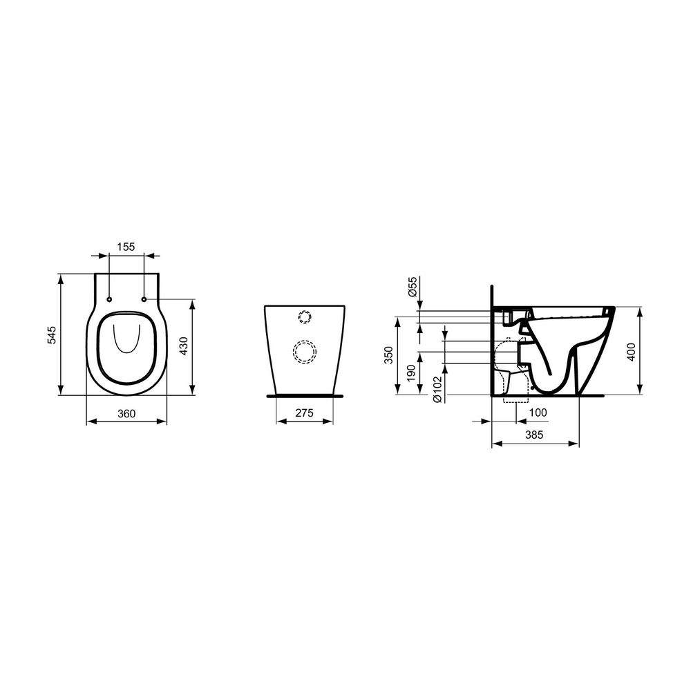 Ideal Standard Standtiefspül-WC Connect, Abgang waagr.verd., 360x545x400mm, Weiß... IST-E823101 5017830448761 (Abb. 5)