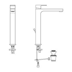 Ideal Standard Waschtisch-Armatur Edge, mit verl. Sockel, 5 l/min., mit Ablaufgarnitur Aus... IST-A7112AA 4015413343787 (Abb. 1)
