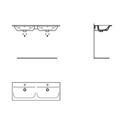 Ideal Standard Möbeldoppelwaschtisch Connect Air, je 1 Hahnloch mit Überlauf 1240x460x165m... IST-E027301 5017830514374 (Abb. 1)