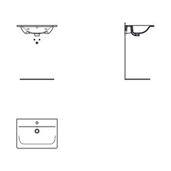 Ideal Standard Möbelwaschtisch Connect Air 1 Hahnloch, mit Überlauf 640x460x165mm Weiß... IST-E028901 5017830514404 (Abb. 1)