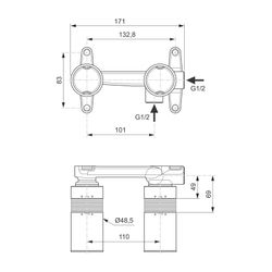 Ideal Standard Unterputz-Bausatz für Wand-Waschtischarmatur... IST-A1313NU 4015413345101 (Abb. 1)