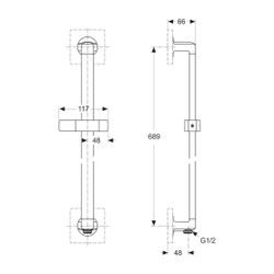 Ideal Standard Brausestange Archimodule, mit Wandanschlussbogen, 600mm, Chrom... IST-A1527AA 4015413327411 (Abb. 1)