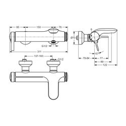 Ideal Standard Badearmatur Aufputz Melange, Ausld. 168mm, Chrom... IST-A4271AA 4015413316644 (Abb. 1)
