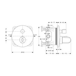 Ideal Standard Einzelthermostat Unterputz Ceratherm 100, Bausatz 2, Rosette d:163mm, Chrom... IST-A4659AA 4015413310864 (Abb. 1)