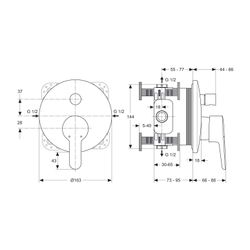 Ideal Standard Badearmatur Unterputz ConnectBlue, Bausatz 2, Ros.d:163mm, eigens.DIN EN 17... IST-A6006AA 4015413317498 (Abb. 1)