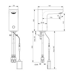 Ideal Standard Sensor-Waschtisch-Armatur Ceraplus, ohne Misch., Batteriebetrieben, Ausld.1... IST-A6143AA 4015413332590 (Abb. 1)