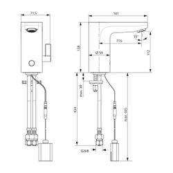 Ideal Standard Sensor-Waschtisch-Armatur Ceraplus, mit Misch., Batteriebetrieben, Ausld.11... IST-A6145AA 4015413332613 (Abb. 1)
