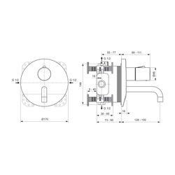 Ideal Standard Sensor-Wand-Waschtisch-Armatur Unterputz Ceraplus, BS2, Temp.über Griff, Ba... IST-A6147AA 4015413332637 (Abb. 1)