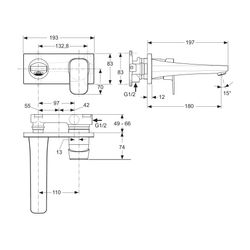 Ideal Standard Wand-Waschtisch-Armatur Unterputz Tonic II, 5 l/min., Bausatz 2, Ros.193x83... IST-A6334AA 4015413335010 (Abb. 1)