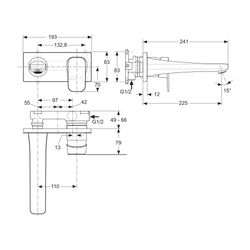 Ideal Standard Wand-Waschtisch-Armatur Unterputz Tonic II, 5 l/min., Bausatz 2, Ros.193x83... IST-A6335AA 4015413335034 (Abb. 1)