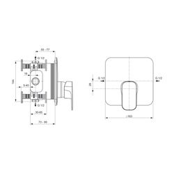 Ideal Standard Brausearmatur Unterputz Tonic II, Bausatz 2, Rosette 163x163mm, Chrom... IST-A6339AA 4015413335072 (Abb. 1)