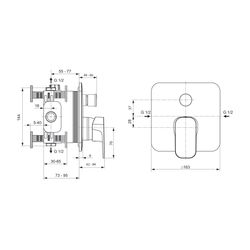 Ideal Standard Badearmatur Unterputz Tonic II, Bausatz 2, Rosette 163x163mm, Chrom... IST-A6340AA 4015413335089 (Abb. 1)