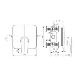 Ideal Standard Brausearmatur Unterputz Tesi, Bausatz 2, Rosette 163x163mm, Chrom... IST-A6585AA 4015413338493 (Abb. 1)