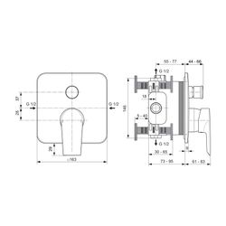 Ideal Standard Badearmatur Unterputz Tesi, Bausatz 2, Rosette 163x163mm, Chrom... IST-A6586AA 4015413338509 (Abb. 1)