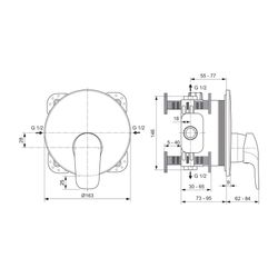 Ideal Standard Brausearmatur Unterputz Ceraflex, Bausatz 2, Rosette 163x163mm, Chrom... IST-A6724AA 4015413339278 (Abb. 1)