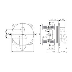 Ideal Standard Badearmatur Unterputz Ceraflex, Bausatz 2, Rosette 163x163mm, Chrom... IST-A6725AA 4015413339285 (Abb. 1)