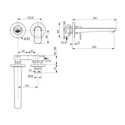 Ideal Standard Wand-Waschtisch-Armatur Unterputz Connect Air, BS2, 5 l/min., Ausld. 225mm,... IST-A7009GN 4015413346658 (Abb. 1)