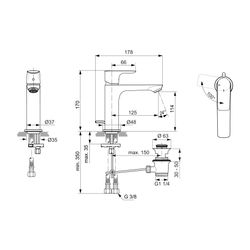 Ideal Standard Waschtisch-Armatur Connect Air, Grande Slim, mit Ablaufgarnitur 5l/min, Blu... IST-A7013AA 4015413341905 (Abb. 1)