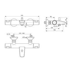 Ideal Standard Badethermostat Aufputz Ceratherm T25, Ausld. 158mm, Chrom... IST-A7206AA 4015413345767 (Abb. 1)