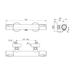 Ideal Standard Brausethermostat Aufputz Ceratherm T50, Ausld. 78mm, Chrom... IST-A7214AA 4015413345804 (Abb. 1)