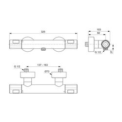 Ideal Standard Brausethermostat Aufputz Ceratherm T100, Ausld. 78mm, Chrom... IST-A7229AA 4015413345958 (Abb. 1)
