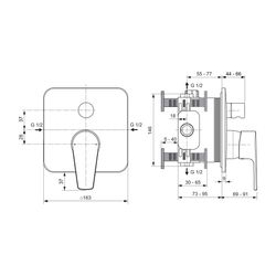 Ideal Standard Badearmatur Unterputz Cerafine D, BS2, Rosette 163x163mm, Chrom... IST-A7348AA 4015413346337 (Abb. 1)