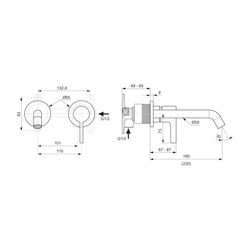 Ideal Standard Wand-Waschtischarmatur JOY, BS2, runde Rosette, Ausld.225mm, Magnetic Grey... IST-A7379A5 3800861087304 (Abb. 1)