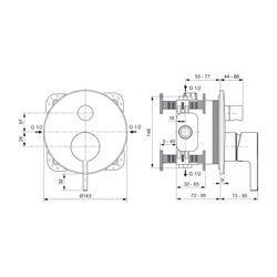Ideal Standard Badearmatur Unterputz JOY, Bausatz2, DVGW, Magnetic Grey... IST-A7384A5 3800861087397 (Abb. 1)
