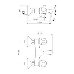 Ideal Standard Zweigriff-Badearmatur Aufputz Alpha, Ausladung 153mm, Chrom... IST-B1421AA 3800019222229 (Abb. 1)