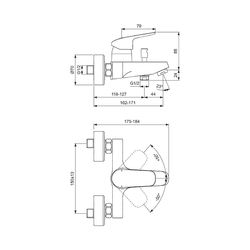 Ideal Standard Armaturenpaket Ceraflex, mit Waschtisch-Armatur, Brause-Armit und 3-Funktio... IST-BD013AA 3800861089841 (Abb. 1)
