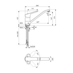 Ideal Standard Küchenarmatur Ceraform, ND, Ausld. 227mm, Chrom... IST-B1932AA 3800861058984 (Abb. 1)