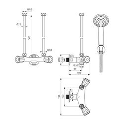 Ideal Standard Zweigriff-Brausearmatur AP, ND, Ausld. 60mm, Chrom... IST-B2221AA 4011307004024 (Abb. 1)