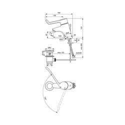 Ideal Standard WT-Sicherheitsarmit Ceraplus, mit Ablaufgarnitur Bedienhebel 180mm, Ausld. ... IST-B8219AA 3800861002840 (Abb. 1)